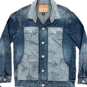 True Religion Men's Utility Denim Distressed Jacket